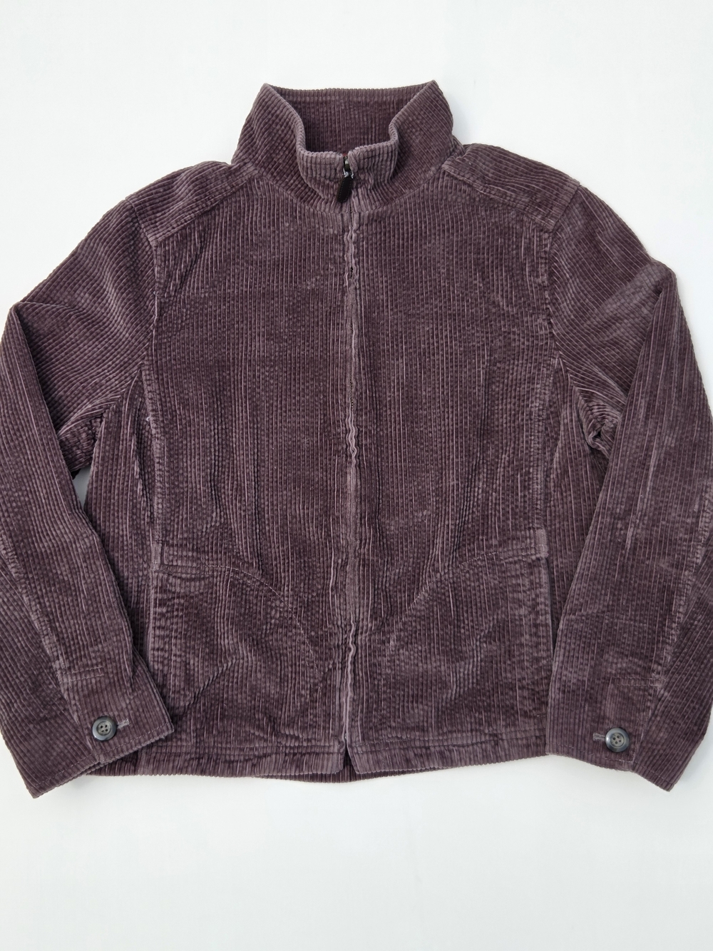 LL Bean Womens Brown Wide Corduroy Full Zip Flannel Lined Jacket Size M-PET